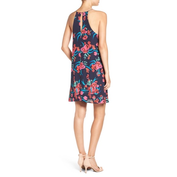 WRN1x Everly Floral Print High Neck Shift Dress -M - Picture 4 of 8